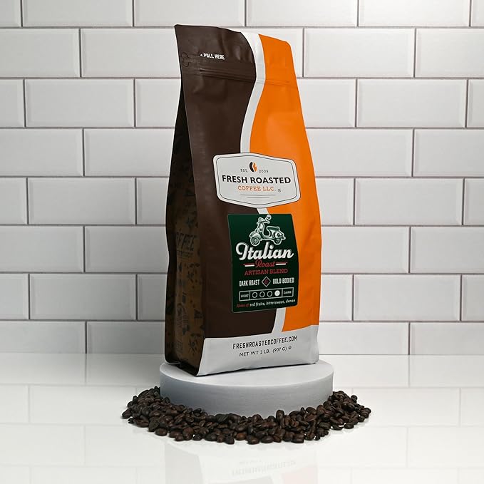 Fresh Roasted Coffee, Italian Roast, 2 lb (32 oz), Dark, Kosher, Ground