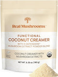 Real Mushrooms Functional Coconut Creamer with Reishi, Lucuma & Ceylon Cinnamon – Organic, Dairy-Free – Vegan Coffee Creamer for Smoothies & Drinks – 90 Servings Organic Cream Coconut Powder