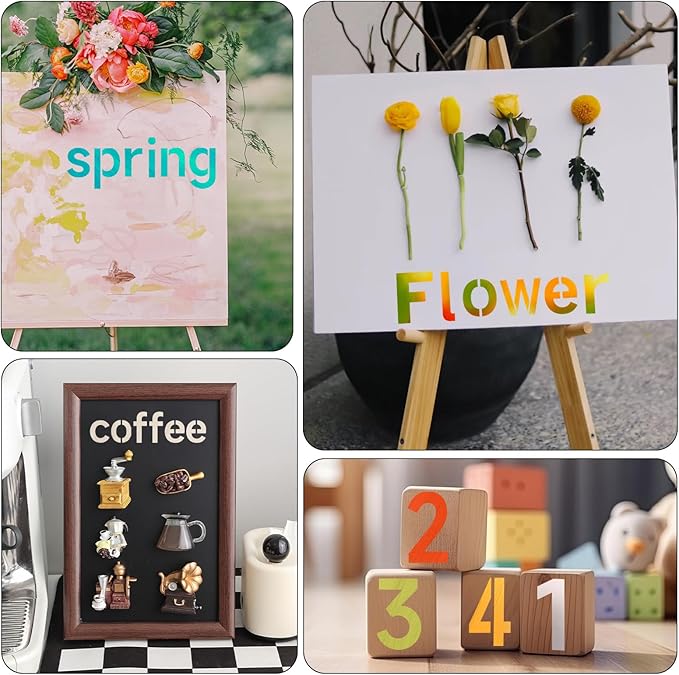 2 Inch Letter Stencils Symbol Numbers Craft Stencils, 63 Pcs Reusable Alphabet Templates Interlocking Stencil Kit for Painting on Wood, Wall, Fabric, Rock, Sign, DIY Art Projects (Letter and Number)