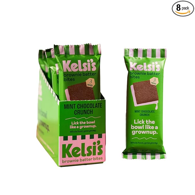 Kelsi's Mint Chocolate Crunch Brownie Batter Bites - Dairy Free / Gluten Free Dessert / Soy Free Chocolate / Paleo Candy Alternative for Adults & Kids - Healthy Dessert Snack - Whole Food Ingredients, Zero Refined Sugar, 8 Pack