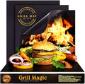 BBQ Grill Mat Set of 3-100% Nonstick Large Grilling Sheets - Heavy Duty Cooking Mats for Outdoor Grill Charcoal, Gas or Electric - Reusable, Extra Thick and Easy to Clean - 15.75 x 13