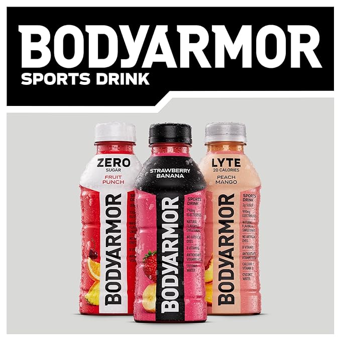 BODYARMOR LYTE Sports Drink Low-Calorie Sports Beverage, Peach Mango, Coconut Water Hydration, Natural Flavors With Vitamins, Potassium-Packed Electrolytes, Perfect For Athletes, 12 Fl Oz (Pack of 8)