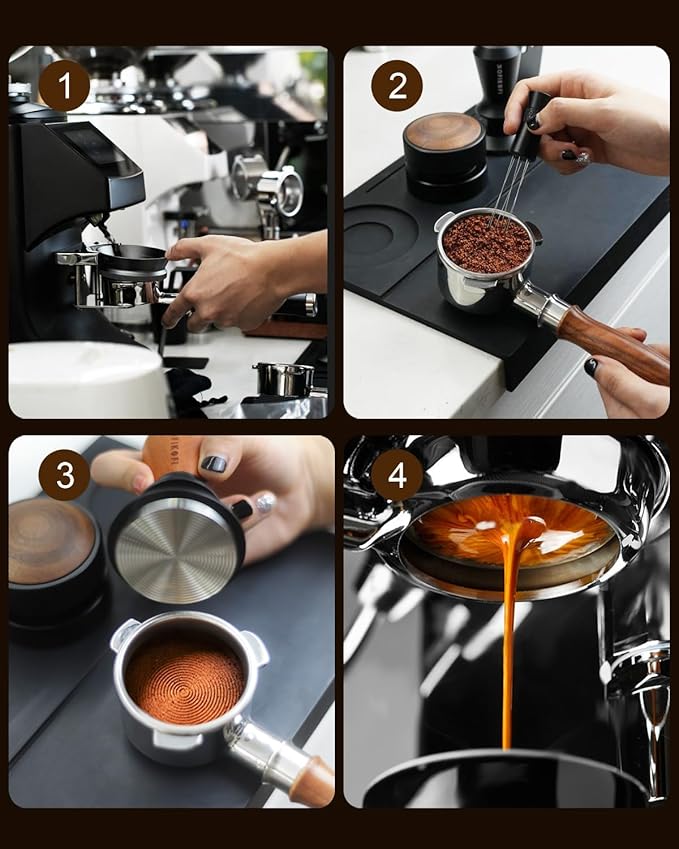 Bottomless Portafilter 58mm Fit Breville, 2 Ears Slim Naked Portafilter Fits Breville Espresso Machines BES900XL, BES920XL, BES980XL, BES990BSS with 18g Double Shot Filter Basket, Puck Screen-Rosewood