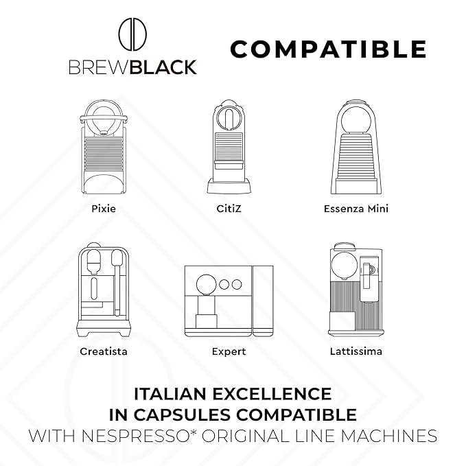 BrewBlack Variety Pack Coffee Capsules - 100 Aluminum Coffee Pods Compatible with Nespresso Original line, Medium and Dark Roast - Made in Italy