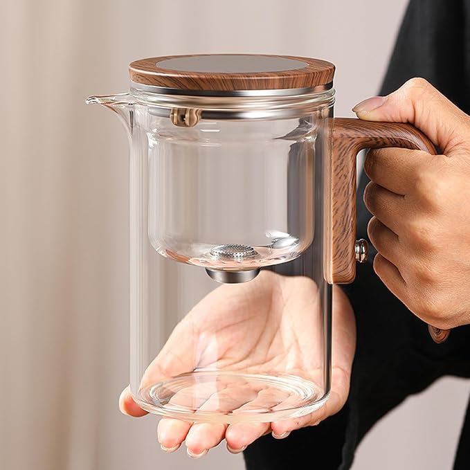 Enchanti Tea Pot, Witchcraft Magic Glass Teapot with Infuser Strainer and Lid for Loose Leaf Tea Herbal, Magnetic Water Separation Tea Maker Kettle Clear Enchantipot (600ml)