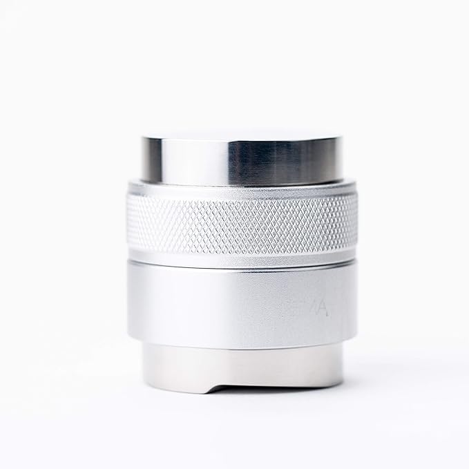 Crema Coffee Products | 45.5mm Coffee Distributor/Leveler & Hand Tamper | Fits Flair Pro and Pro 2 | Double Sided, Adjustable Depth | Beautiful Espresso Hand Tampers(45.5mm)(Silver)