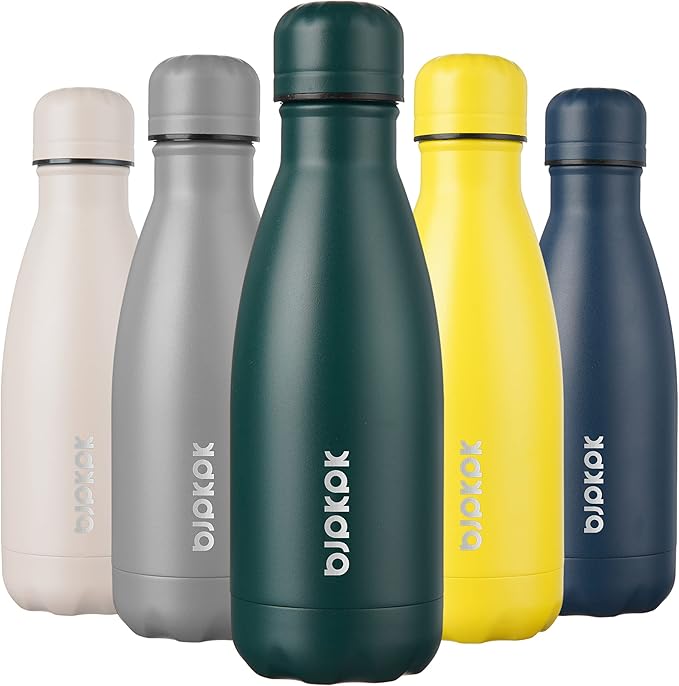 BJPKPK 12oz Small Insulated Water Bottles Stainless Steel Water Bottle for Travel,Army Green