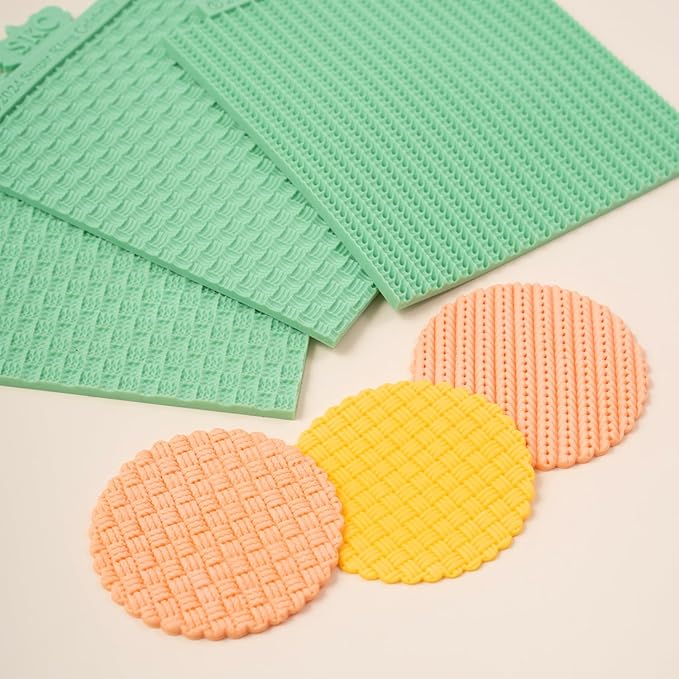 KALAIEN Sweater Texture Fondant Impression Mats Knit Fondant Embosser Texture Mats for Clay Cake Decorating Fondant Molds Set of 3