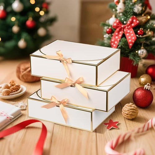 10Pack White Gift Boxes, 10.6x7.8x3.1Inch Bridesmaid Proposal Box with Ribbons, Gift Boxes with Lids for Presents, Mother's Day, Wedding, Birthday Party, Anniversary
