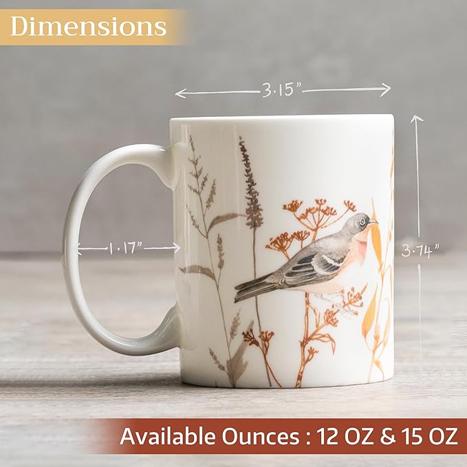 Maison d' Hermine Coffee Mug with Handles Fine Bone China Mugs Pack of Two Tea Cups for Hot Beverages Cappuccino Latte Home Restaurant Office Perfect for Gift (Meadow Florals, 12 Ounce)