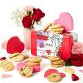 David’s Cookies Shortbread Cookies in Love Sweet Sampler Tin - Original and Chocolate Chip Shortbread Cookies in a Love-Themed Gift Tin - Gourmet Food Gift Basket for Her Him