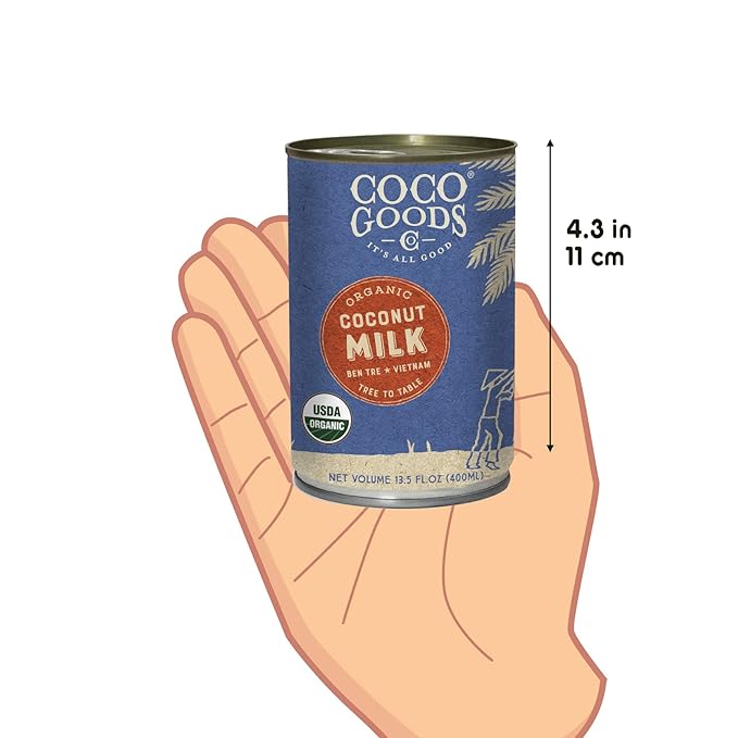 CocoGoods Co Single-Origin Organic Coconut Milk 13.5 fl. oz - Gluten-free, Non-GMO, Vegan, & Dairy-free, 6 pack