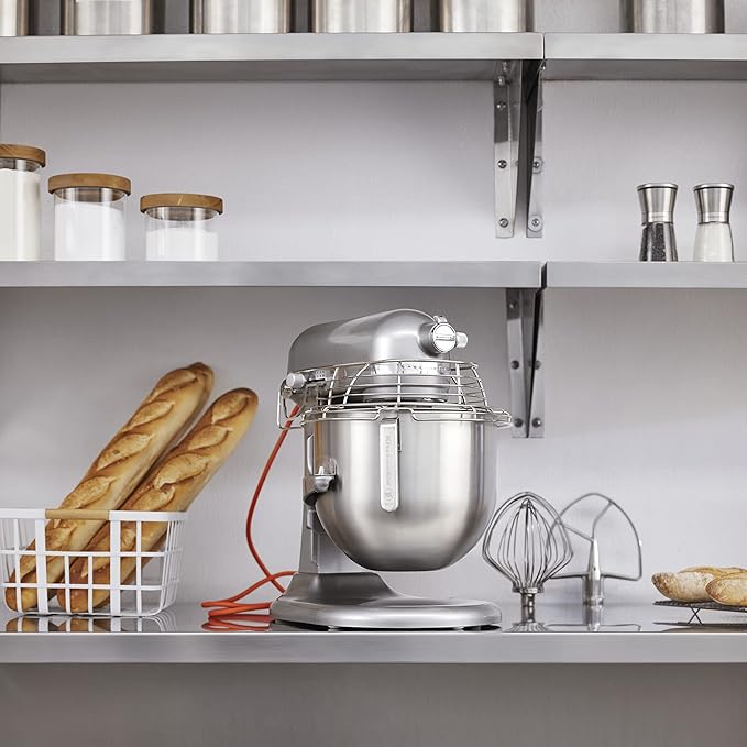 KitchenAid KSMC895CU 8-Quart Commercial Countertop Mixer with Bowl Guard, 10-Speed, Gear-Driven, Contour Silver