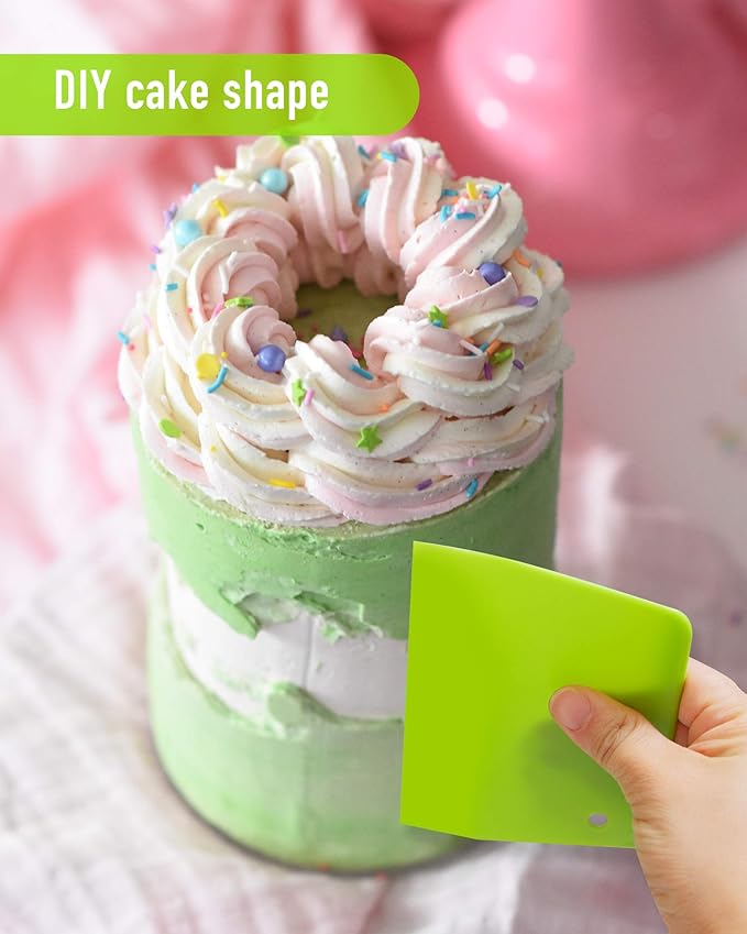 (2PCS) Dough Scraper Bowl Scraper ，Food safe Plastic Dough Cutter， Flexible Plastic Scraper Practical Bench Scraper Multipurpose Food Scrappers for Bread Dough Cake Fondant Icing