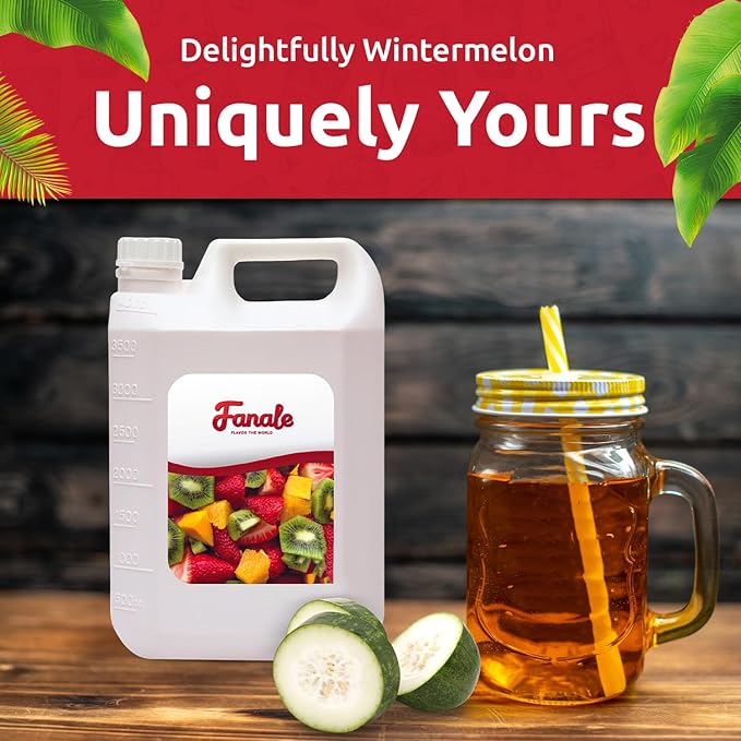 Fanale Premium Flavoring Concentrated Syrup for Bubble Tea 11 lb | Winter Melon Flavor Syrup | for Boba Tea, Smoothies, Slushes, Desserts | 11lb | Pack of 4 | SRP250-CS