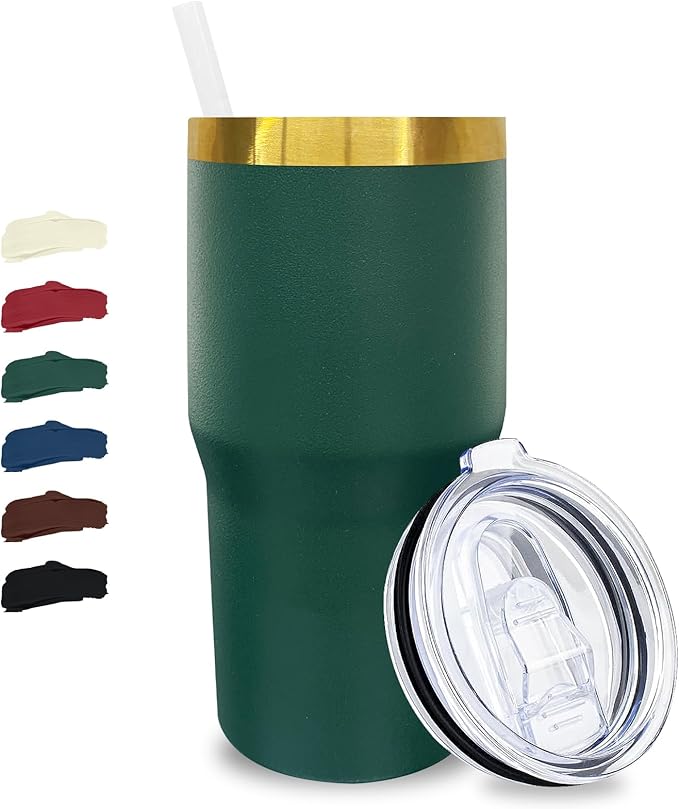 20 oz Tumbler Stainless Steel Tumbler with Lid and Straw, Double Wall Vacuum Insulated Travel Coffee Mug for Laser Engrave, Powder Coated Cups for Hot and Cold Drinks (Army Green,1 pack)