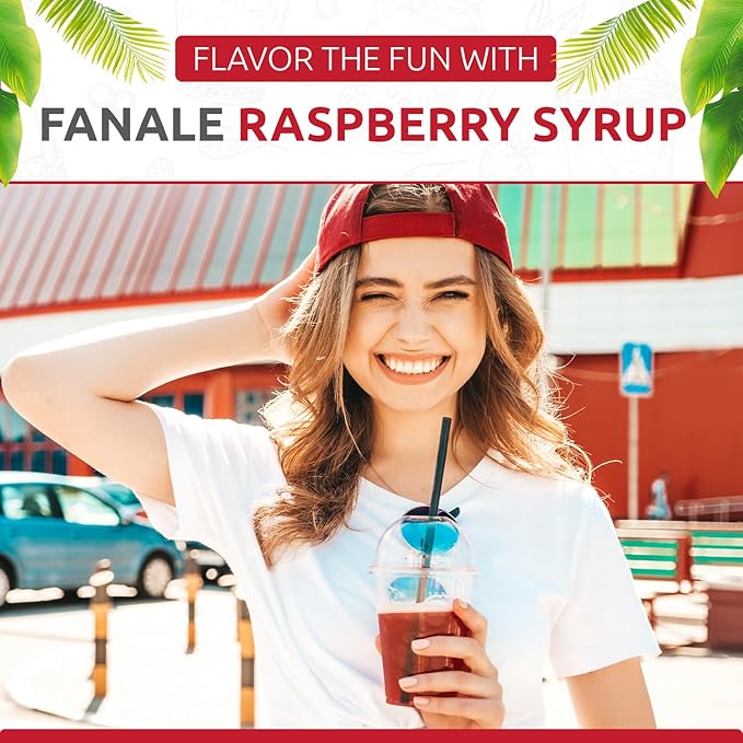 Fanale Premium Flavoring Concentrated Syrup for Bubble Tea 11 lb | Raspberry Flavor Syrup | for Boba Tea, Smoothies, Slushes, Desserts | 11lb | Pack of 4 | SRP270-CS