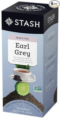 Stash Tea Earl Grey Black Tea, 6 Boxes of 30 Tea Bags Each (180 Tea Bags Total)