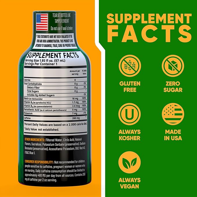 B12 Overload Extra Strength Energy Shot – Grape – 260mg Caffeine, 14000% B12, Electrolytes – Energy & Vitality Support – Zero Sugar No Calories – Vegan, Kosher, Gluten-Free – 1.93 fl oz, 24-Pack