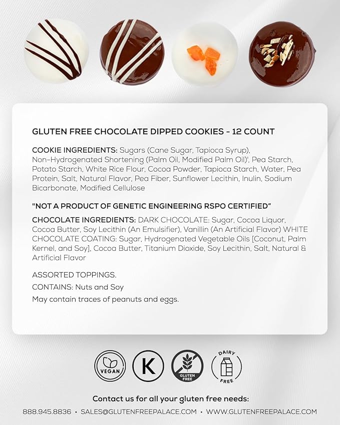 Gluten Free Palace Cookie Gift Basket – Gluten Free Cookie Gift Treats – Gift for Birthday, Anniversary, Thank You & Sympathy (12 Count)