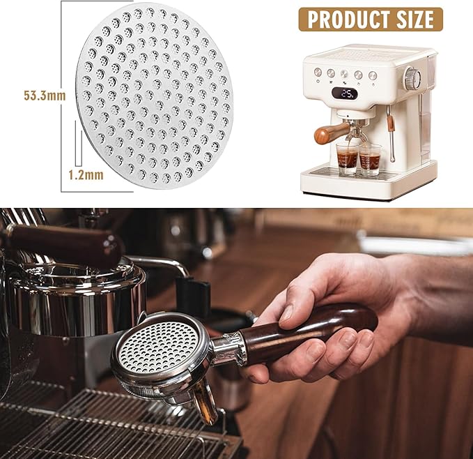 53.35mm Espresso Puck Screen, Stainless Steel Reusable Espresso Filters, 150μm, Bottomless Portafilter Filter Accessories for Espresso Portafilter Filter Basket