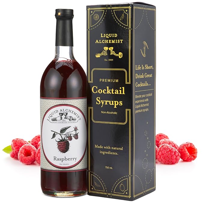 Liquid Alchemist Raspberry Syrup for Drinks - Real Ingredients Make our Raspberry Puree for Drinks the Perfect Drink Mixer - Our Cocktail Syrup is Non-GMO & Vegan (25 oz)