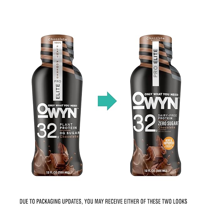 OWYN Only What You Need Pro Elite Vegan High Protein Keto Shake, 32g Protein, 9 Amino Acids, Omega-3, Prebiotics, Superfoods Greens for Workout and Recovery, 0g Net Carbs, Zero Sugar, Chocolate, 12 Fl Oz (Pack of 12)