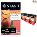 Stash Tea Peach Black Tea, 6 Boxes With 20 Tea Bags Each (120 Tea Bags Total)