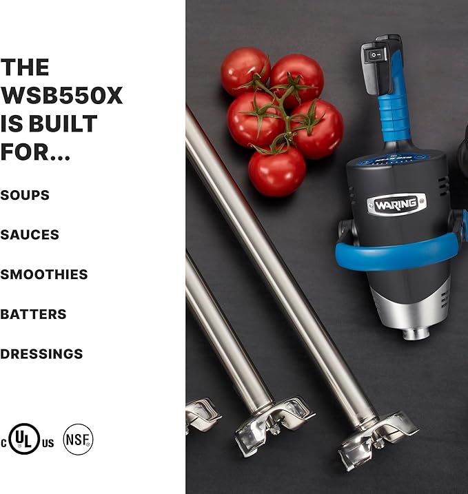 Waring EVOX 14" Big Stik Immersion Blender, 1.5 HP Variable Speed, 15-Gallon Capacity, for Sauces, Dressings, Marinades & Soups, WSB550X