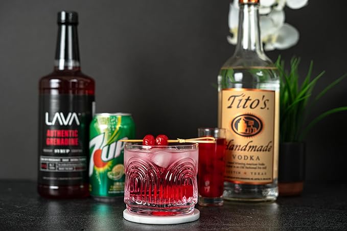 LAVA Premium Grenadine Syrup, Made with Pomegranate Juice, 100% Sugar, 33.8oz (1-Liter), No Artificial Sweeteners, Flavors, or Colors. (1-Pack)