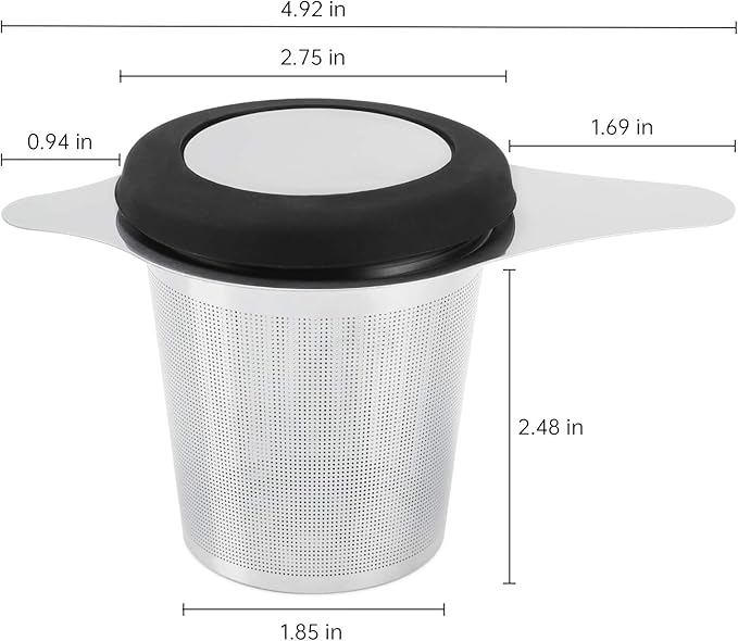 Tea Infuser Basket Stainless Steel Tea Strainer Tea Filter With Small Strainer And Lid Tea Diffuser For Loose Leaf Tea Superior Brewing Experience (One pack silver)