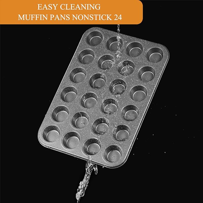 Muffin Cupcake Pan, Mini Muffin Tins Nonstick 24, Muffin Top Pan and Mini Cheesecake pans, Toast Oven Baking Supplies Non Stick Cake Pans Muffin Tray