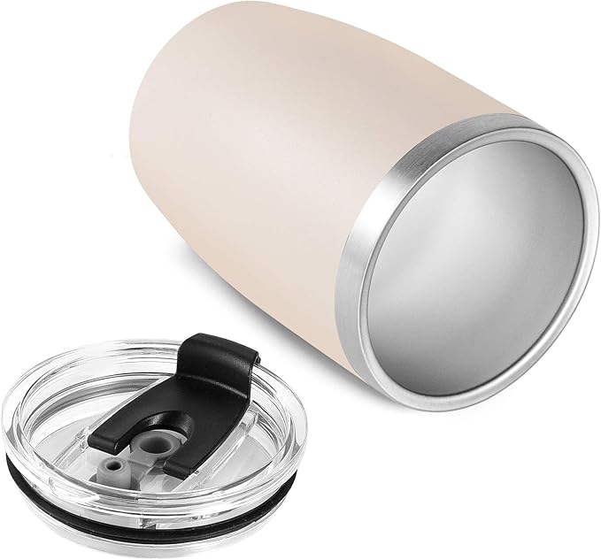 VEGOND Stainless Steel 12 oz Tumblers bulk Vacuum Insulated Double Wall Travel Tumbler with Lid and Straw Reusable Tumbler, Beige 6 pack
