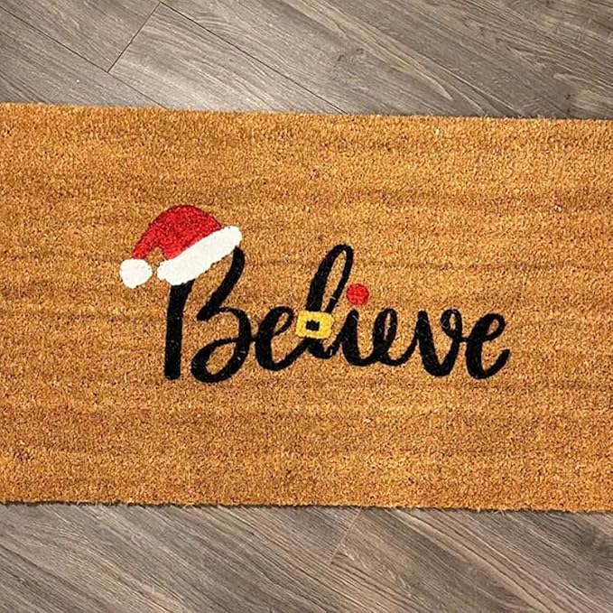 Christmas Stencils 12” Xmas Stencil for Wood Christmas Stencil for Painting Holiday Stencils Merry Christmas Believe Drawing Templates Half Round Stencil for Door Hanger Porch Wreath Home Decor