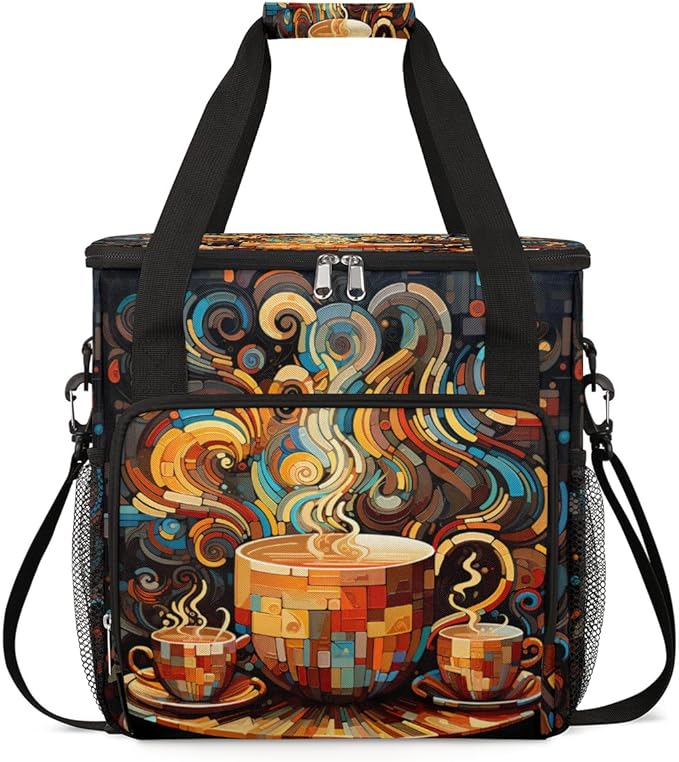 cfpolar Coffee Maker Storage Bag, Waterproof Travel Carrying Storage Tote Bag Organizer Case, Compatible with K-Mini or K-Mini Plus, And Suitable for Other Accessories， With Pockets for K-Cup Pods