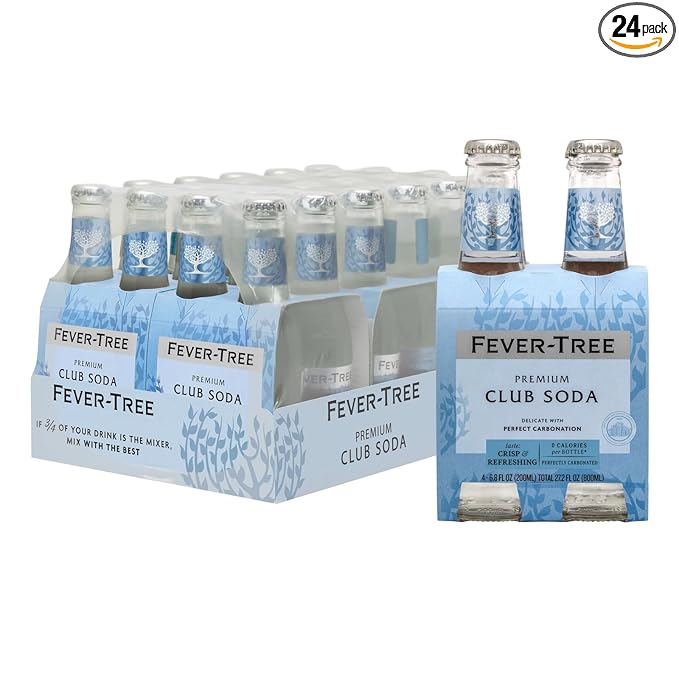 Fever-Tree Premium Club Soda, No Artificial Sweeteners, Flavourings or Preservatives, 6.8 Fl Oz (Pack of 24), Clear (A500115)
