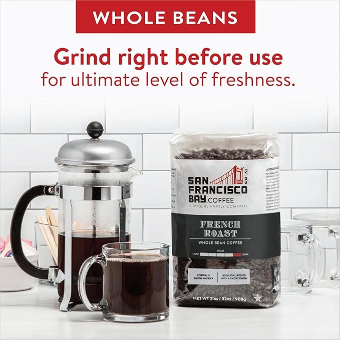 San Francisco Bay Coffee - Dark Roast Whole Bean Coffee - French Roast (2 lb bag)