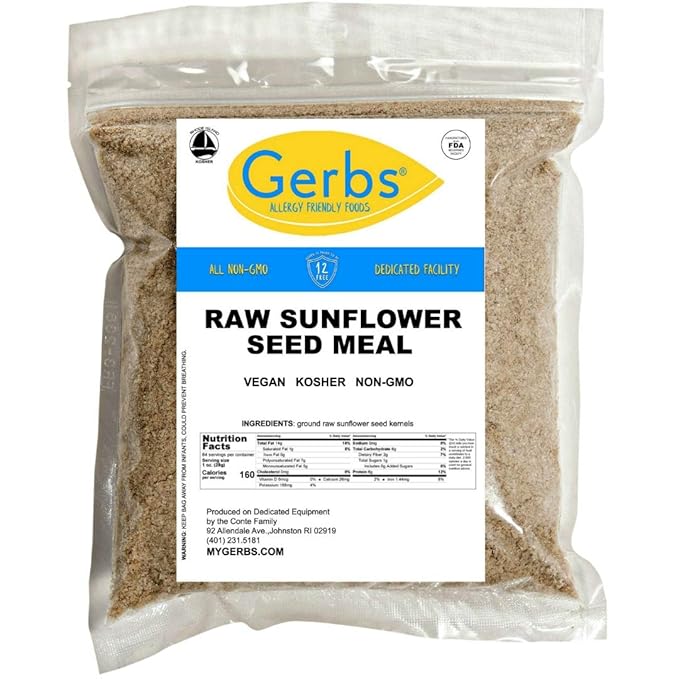 GERBS Sunflower Seed Meal 4 LBS. Premium Grade | Freshly Harvested & Packaged in Resealable Bulk Bag | Non-GMO, Keto & Paleo | Anti-Inflammatory Benefits, Prevent & Fight Sickness | Gluten Peanut Free