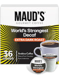 Maud's World's Strongest Decaf Dark Roast Coffee Pods, 36 ct, Decaffeinated Dark Roast Coffee in Recyclable Single Serve Pods – 100% Arabica Coffee, Compatible with Keurig K Cups Maker