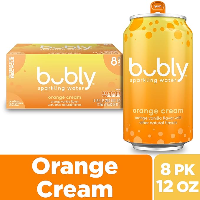 bubly Sparkling Water, Zero Sugar & Zero Calories, Seltzer Water, Orange Creamsicle, 12 Fl Oz Cans (Pack of 8)