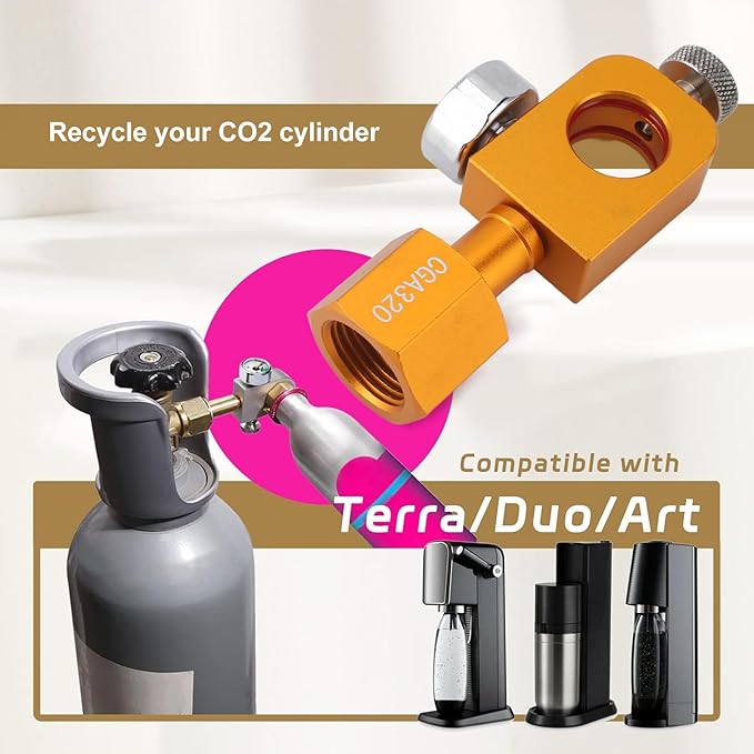 Yosoo Health Gear CO2 Refill Adapter with Pressure Gauge for Soda Maker Quick Fill Kit Compatible with DUO Terra Art Carbonator CO2 Cylinders Efficient Soda Refill Accessory for Carbonation