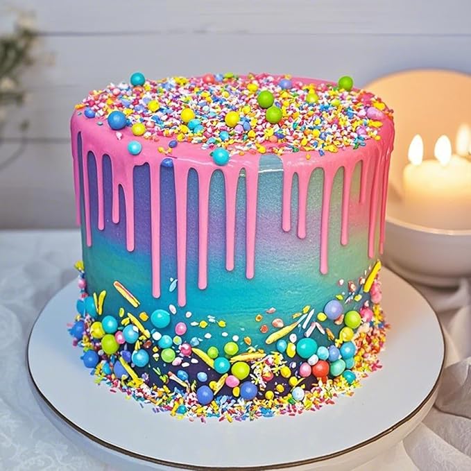 Twisweet Rainbow Pearl Sprinkles for Cake Decorating, Edible Sugar Pearls for Baking, Mix Size, Cake Topper Cupcake Cookie Ice Cream Dessert Decorations, Easter Birthday Summer Party Supplies (130g/4.58oz)