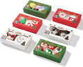 12 Pack 7x4.3x1.5Inch Green/Red/White Christmas Cookie Gift Boxes Clear Window Ideal for Packaging Cookie Macaron Cake Pop Chocolate Truffles Donut Pie Treat Boxes for Christmas for Gift-Giving