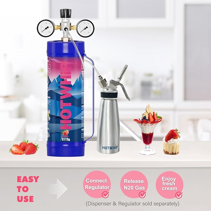 whipped cream charger,4x2112g 3.3L Strawberry Flavor 99.99% Purity Food Grade Premium Whip Cream Cartridge With Nozzle（4,2112g Strawberry)