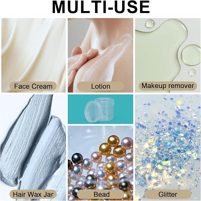 TSA Approved Wide Mouth Travel Size Containers, PP Clear & White Leak Proof Travel Plastic Jars with Lids for Creams Lotion Cosmetic, Jewelry Beads, Sample, Small Items Storage (1.7 oz, 8 Pcs)