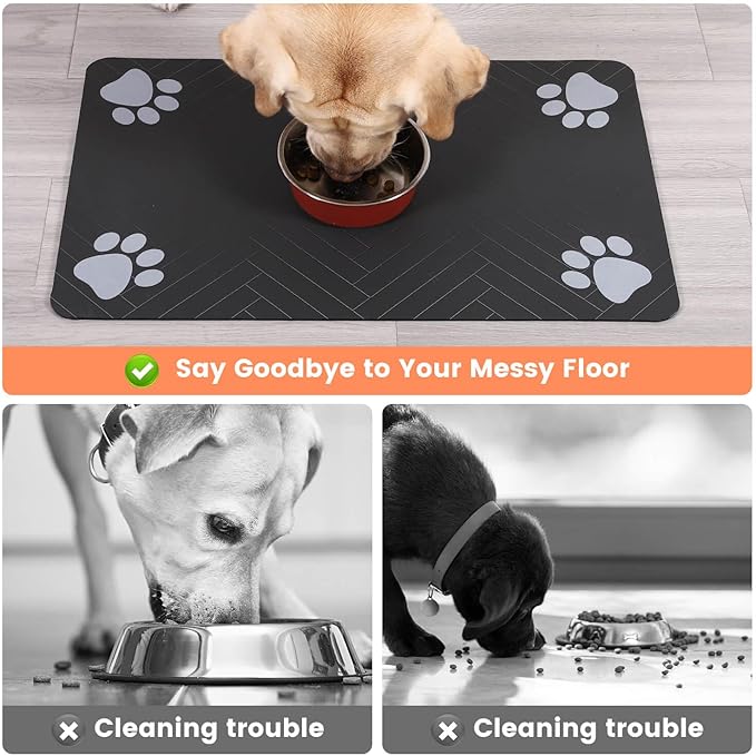 Pet Feeding Mat-Absorbent Pet Placemat for Food and Water Bowl, with Waterproof Rubber Backing, Quick Dry Water Dispenser Mat for Dog and Cat(Christmas, 17"x27")