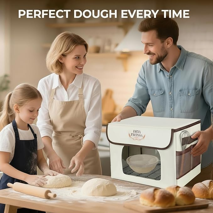 Foldable Bread Proofing Box‌ - 36L Large Dough Proofer with 3-Sided Heating, 24H Timer+Temp Control(50-113℉) with Front Window & Metal Rack for Sourdough, Yogurt & Bread Baking