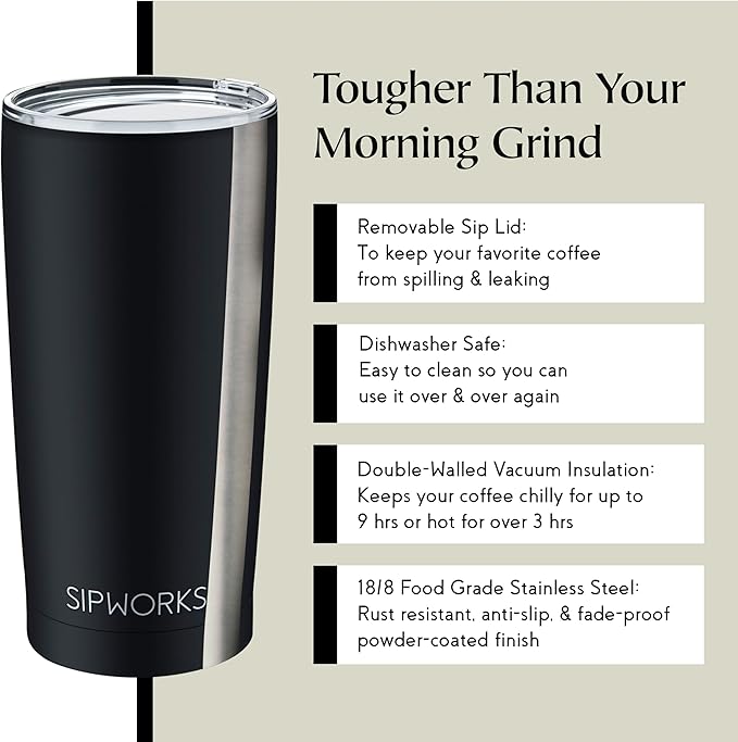 Coffee Tumbler – 20 oz Insulated Travel Coffee Mug, Spill Resistant Stainless Steel Large Coffee Cup with Lid for Hot & Iced Drinks - Aquamarine