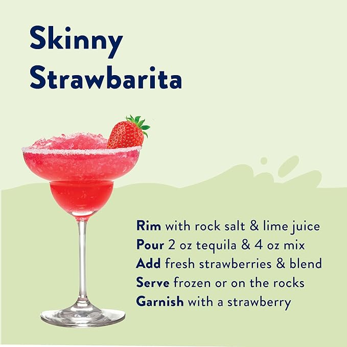 Jordan's Skinny Syrups Sugar Free Syrup, Naturally Sweetened Strawberry Key Lime Margarita Mix, 32 oz, Low Calorie Flavoring, Protein Shake, Cocktail & More, Gluten Free, Keto Friendly