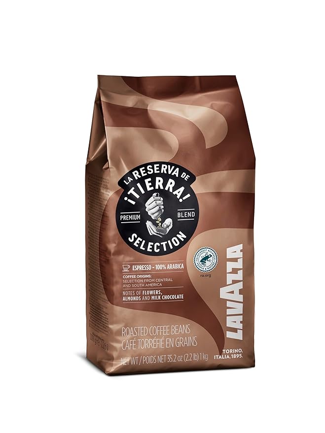 Lavazza Tierra! Selection Whole Bean Coffee Blend, Medium Roast, 2.2LB Bag , 100% Arabica, Rainforest Alliance Certified, sustainably grow